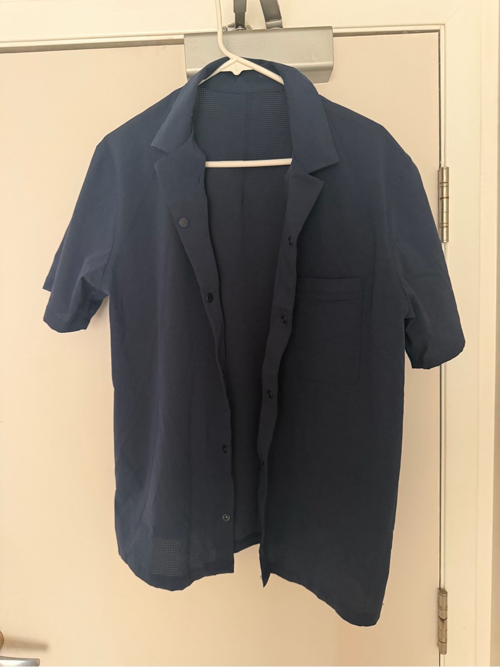 Lululemon Men's Navy Short-Sleeve Button Shirt Jacket